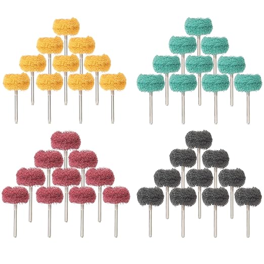 40 PCS Double-Layer Buffing Pads, Multi-Grit Abrasive Wheels (80/150/240/400) for Dremel & Drill | Yellow, Green, Red, Black Polishing Discs Kit