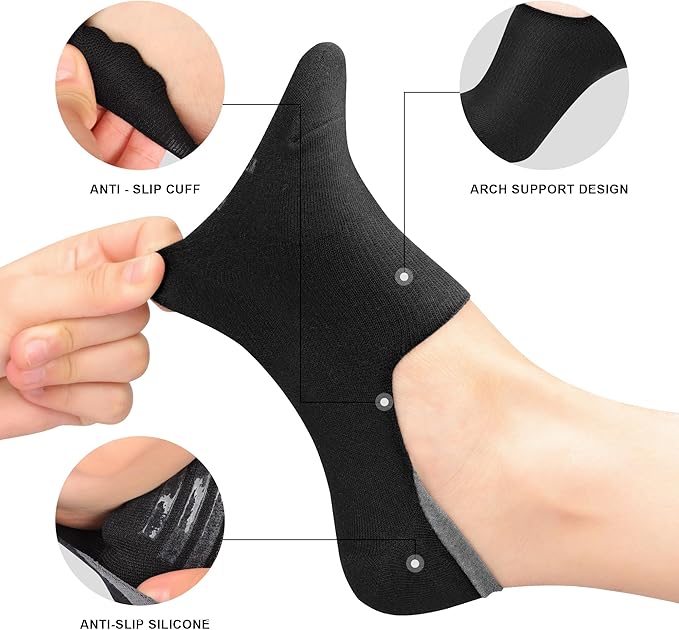 wernies No Show Socks Women Low Socks Non Slip Flat Boat Line 4/8 Pairs