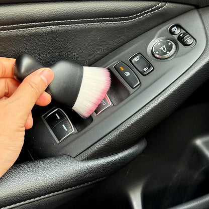 Car Detailing Brush, Soft Bristle Cleaning Brush, Scratch-Free Auto Duster Tool for Dashboard, Air Vents, Leather & Interior Cleaning (Black&Pink)