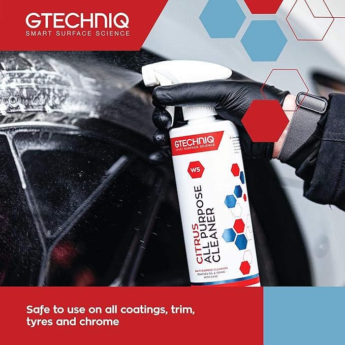 Gtechniq - W5 Citrus All Purpose Cleaner - Removes Oil and Grime with Ease; Does Not Damage Wax or Coatings; Use on Engine Bays or Carpet Stains to Remove Grease (5 Liters)
