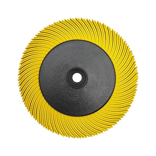 Radial Bristle Brush, 6 in x 1/2 in x 1 in, 80# Yellown, 1 Set (Contains Ten Single Pieces) and Reduction Sleeve