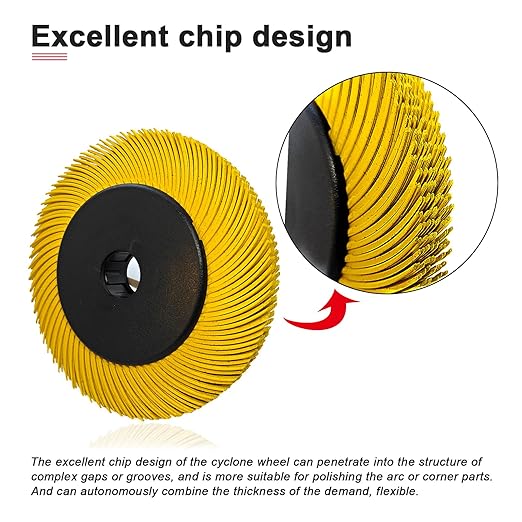 Radial Bristle Brush, 6 in x 1/2 in x 1 in, 80# Yellown, 1 Set (Contains Ten Single Pieces) and Reduction Sleeve