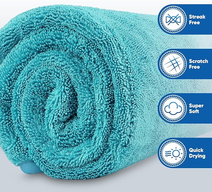 HOMEXCEL Car Drying Towel (36"x 24"), 1200GSM Ultra Absorbent Car Cleaning Cloth, Streak-Free Microfiber Drying Towel, Great for Cars, Trucks, SUVs, RVs, Motorcycles