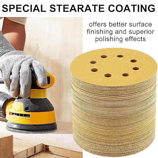 LotFancy 100 PCS 80 Grit Sanding Discs, 5 Inch 8 Hole, Aluminum Oxide Sandpaper for Stripping Paint, Sand Paper for Wood, Plastic, Rust Removal, Random Orbital Sander Pads
