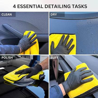 The Pro Stuff® Microfiber Towels for Cars, 600 GSM, Super Soft Drying Towels for Cars, Dual-Sided for Cleaning, Washing and Buffing, Tagless, Scratch-Free, Lint Free Cloth (16”x16”) | Pack of 3