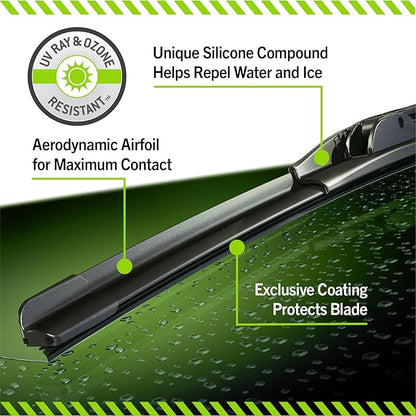 TRICO Silicone Ceramic Automotive Replacement Windshield Wiper Blade, Ceramic Coated Silicone Super Premium All Weather includes 22 inch & 19 inch Beam blades for Select Vehicle Models (90-2219)