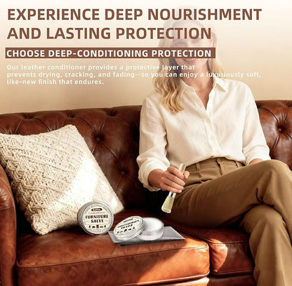 kanfort Leather Conditioner 2PCS, Leather Cleaner and Conditioner, Polisher, Moisturizer, and Restorer for Couches and Furniture, Protect Soften Leather Products