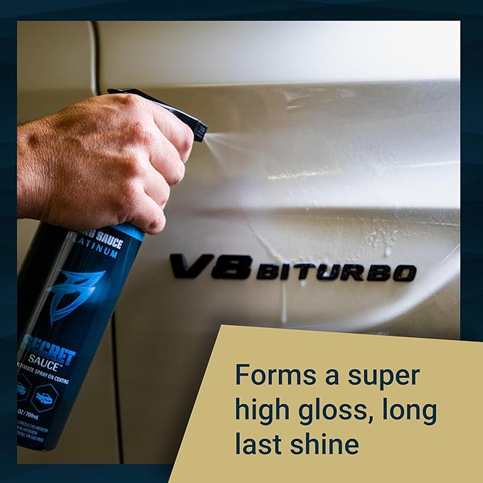 Bling Sauce Platinum: Secret Sauce, High-End Ceramic (Si02) Coat plus Surface Protection with High Gloss Shine, 24oz, for Painted Surfaces, Cars, Trucks, Motorcycles