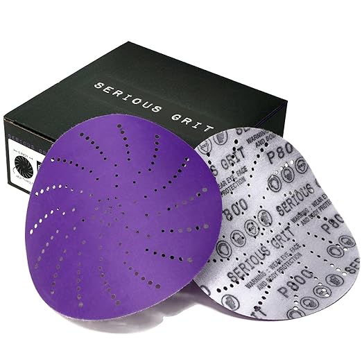 Serious Grit 6-Inch 800 Grit Ceramic Multi-Hole Hook & Loop Sanding Discs - Advanced Grain for Fast Cutting & Long Life - Film-Backed Universal Fit Sandpaper for 6-in Sanders - 50 Pack Box