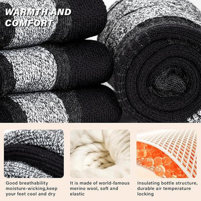 Merino Wool Ski Socks 2 Pairs for Mens Womens Knee High Thermal Snowboarding Socks for Cold Weather