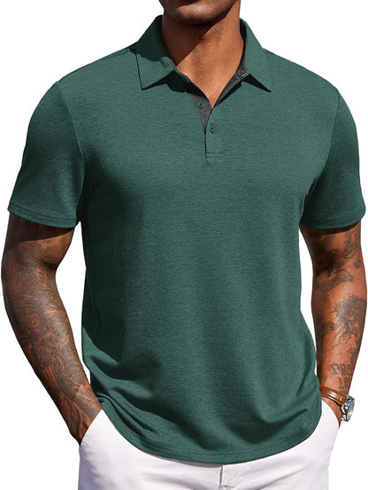 COOFANDY Mens Polo Shirts Short Sleeve Casual Summer Polo Tee Classic Collared Golf Stylish Tops