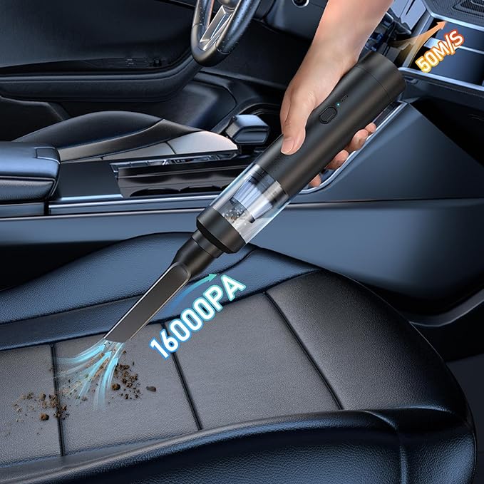 Enkarsen Cordless Car Vacuum,4-in-1 Portable Mini Handheld Vac,2 Suction Modes,16kpa Suction Power Blowing & Inflating 2 Modes,Vacuum for Car,Home,Pet Hair,Office, Desk,Keyboards (Black)
