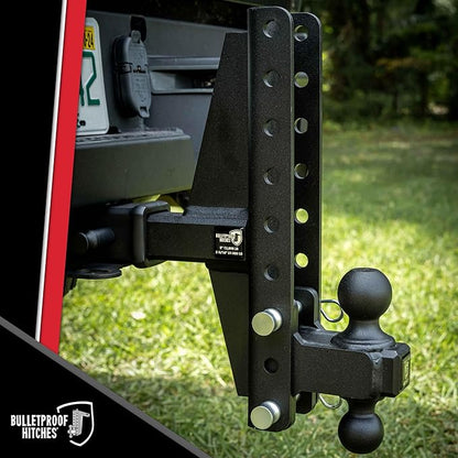 BulletProof Hitches - 3.0" Adjustable Heavy Duty Trailer Hitch (22,000 lb. Rating) - Offset 4" & 6" Drop/Rise Trailer Hitch with 2" & 2-5/16" Dual Ball - Powder Coat, Solid Steel, Corrosion-Resistant
