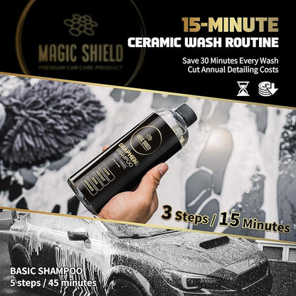 Graphene Shampoo – pH Neutral Car Wash | Advanced Hydrophobic & SiO2 Protection | Deep Cleans & Enhances Shine | Safe for Ceramic Coatings & All Paint Types – 16oz