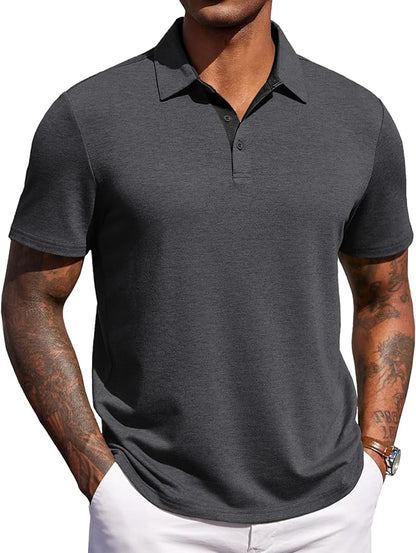 COOFANDY Mens Polo Shirts Short Sleeve Casual Summer Polo Tee Classic Collared Golf Stylish Tops