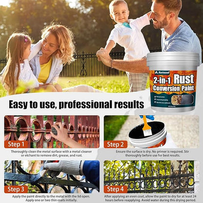 Autosel 2-in-1 Rust Converter & Metal Primer, 35 oz Rust Remover & Inhibitor Paint for Metal, Stops Rust & Corrosion, Heat & UV Resistant Automotive Rust Reformer for Car, Truck Frame, Trailer – Black