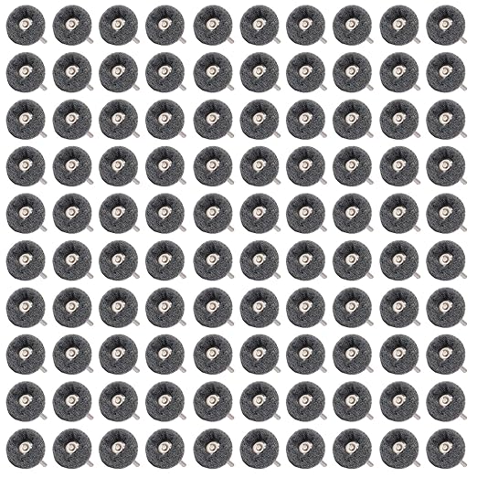 100 PCS Abrasive Buffing Wheels,1 Inch Buffing Polishing Wheel Set for Rotary Tool Accessorie 1/8'' (3mm) Shank, Grey 600 Grits for Metal,Wood, Rust Removal