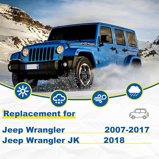 HRSNO® 15"+15" Windshield Wipers With 13" Rear Wiper Blade Sets Automotive Replacement for 2007-2017 Jeep Wrangler Wiper Blades For My Car (Pack of 3)