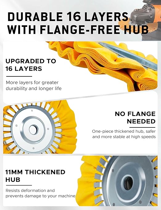 10PCS 8" Airway Buffing Wheel Kit, 16-Ply Aluminum Wheel Polish Kit in 5/8 inch Arbor, Polishing Compound and Aluminum Metal Polishing Wheel Kit for Angle Grinder, Metal Buffing Wheel Kit