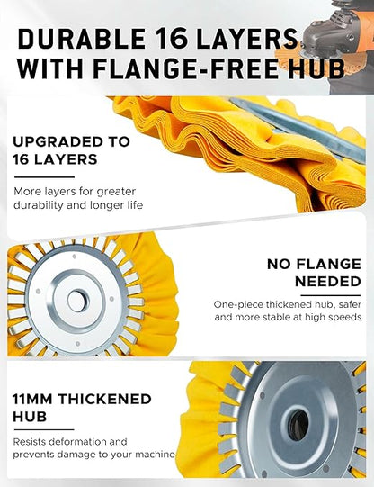10PCS 8" Airway Buffing Wheel Kit, 16-Ply Aluminum Wheel Polish Kit in 5/8 inch Arbor, Polishing Compound and Aluminum Metal Polishing Wheel Kit for Angle Grinder, Metal Buffing Wheel Kit