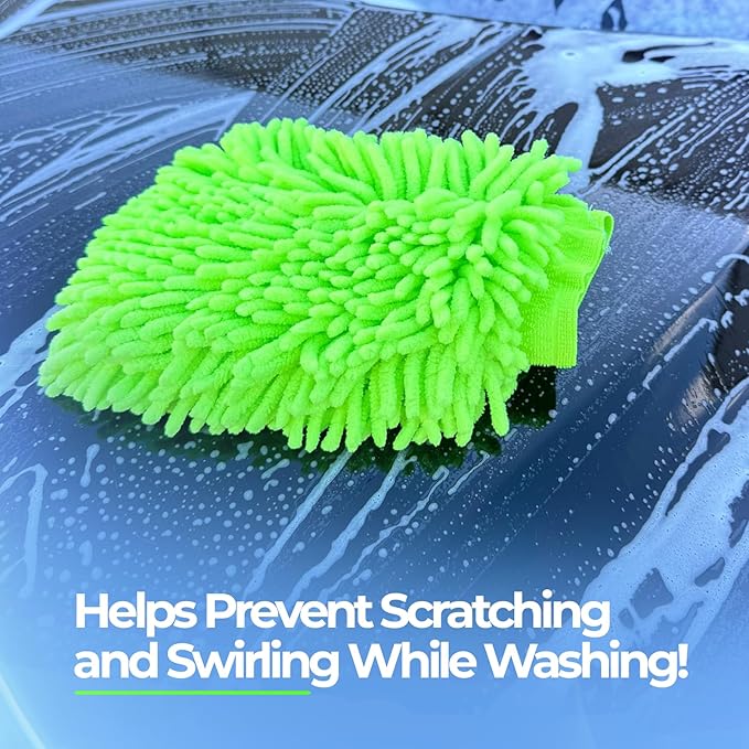 Premium Chenille Car Wash Mitt - Ultra-Soft, Scratch-Free, and Lint-Free Microfiber Mitt for Superior Car Wash Kit, Car Detailing, and Car Cleaning Supplies (1)
