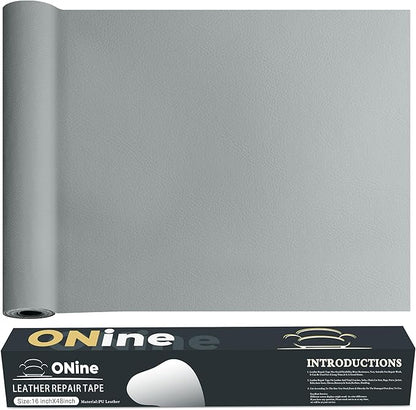 ONine Leather Repair Tape,Self Adhesive Leather Repair Patch,Leather Patches for Furniture,Sofa,Car Seats,Office Chair. Vinyl Repair Kit 16x48in(Blue Gray-Litchi Grain)