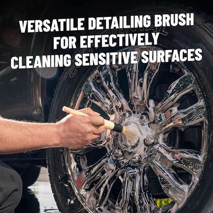 Chemical Guys Boars Hair Detailing Brush - Gentle Scratch-Free Cleaning for Wheels, Grilles, Emblems, and Interior Surfaces - Versatile Multi-Purpose Auto Detailing Brush for Deep Cleaning - Acc_S90
