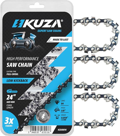 24 Inch Chainsaw Chain 3/8" Pitch, 050" Gauge, 84 Drive Links, fits Husqvarna 460 (Rancher), Stihl 33RS 84 25"/24" MS390, MS310, MS361 MS460, MS500, Echo, Jonsered, 72LPX84CQ, E84 (3 Chains)