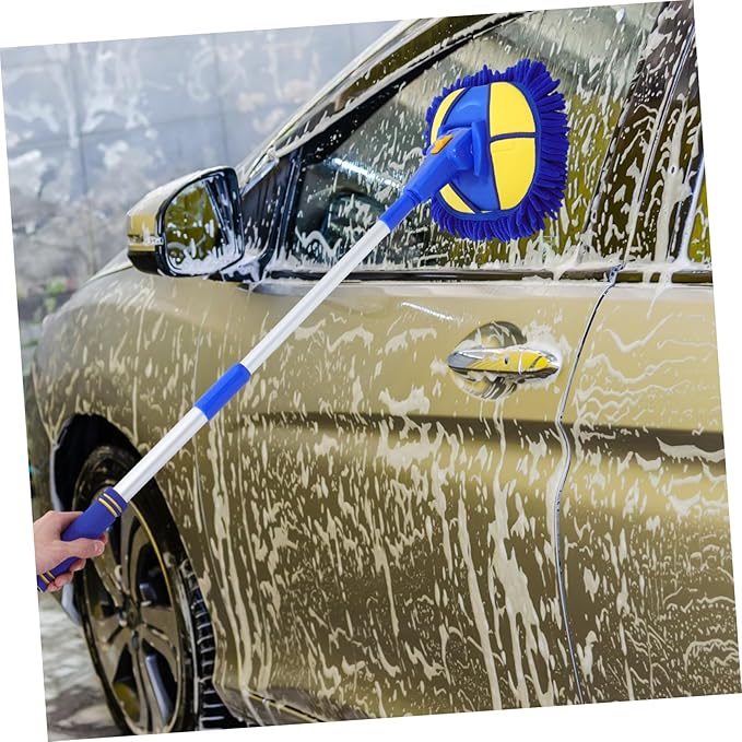 Extendable Car Wash Mop Chenille Cleaning Tool for Cars Trucks and Suvs Design for Easy Storage and Use for Interior and Exterior Detailing