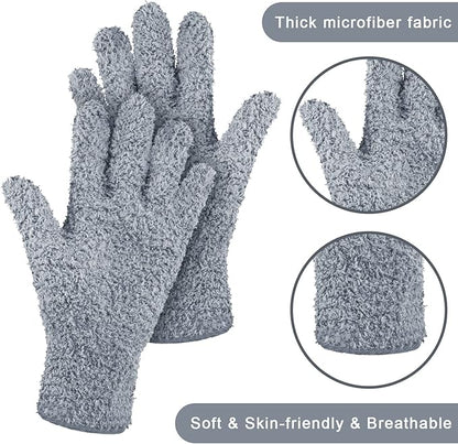 Patelai 3 Pairs Microfiber Plant Dusting Gloves Leaf Cleaning Gloves for Indoor Plants, Blinds, Furniture, House(Medium,Black, White, Gray)