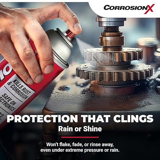 CorrosionX Rust Inhibitor, Industrial-Strength Dielectric Corrosion Prevention, Lubricant & Penetrant for Marine, Automotive, Electronics & RV Use, Protects Bolts, Cables, Engines, Parts, 16oz Aerosol