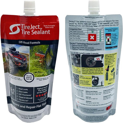 TireJect Tire Sealant Refill (10oz Pouch) - Flat Tire Repair - Fix & Prevent Flat Tires - ATV UTV SxS Lawn Mower Golf Cart Tractor