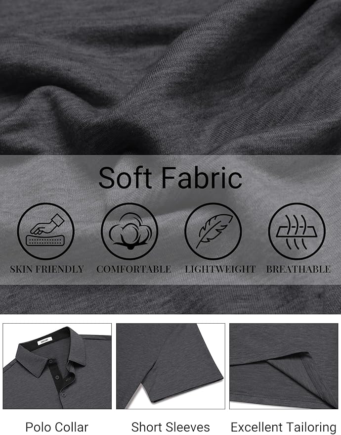 COOFANDY Mens Polo Shirts Short Sleeve Casual Summer Polo Tee Classic Collared Golf Stylish Tops