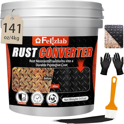 2-in-1 Rust Converter & Metal Primer, 141 Floz Rust Reformer Paint for Metal, Automotive Rust Remover, UV & Heat Resistant Anti-Corrosion Coating, Industrial-Grade Water-Based Rust Inhibitor