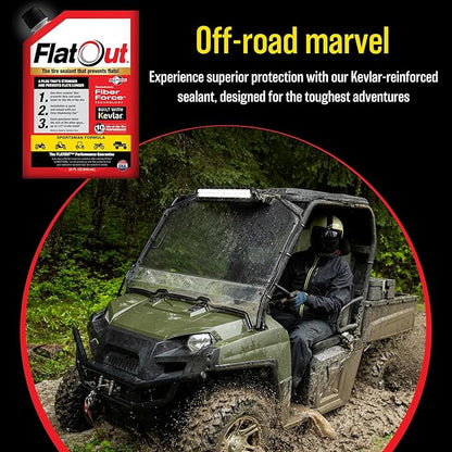 FlatOut Tire Sealant Sportsman Formula - Prevent Flat Tires, Seal Leaks, Contains Kevlar, 32-Ounce Bag, 1-Pack