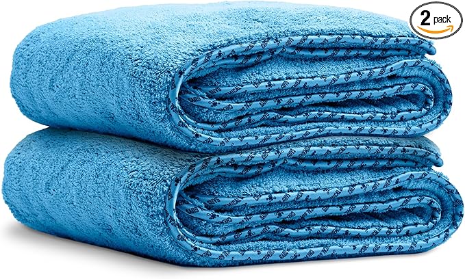 Chemical Guys Woolly Mammoth Large Microfiber Drying Towel - 36 x 25 Inch Blue, Ultra Plush Super Absorbent Car Drying Towel for Cars, Trucks, SUVs, Motorcycles, RVs, and Auto Detailing - 2 Pack