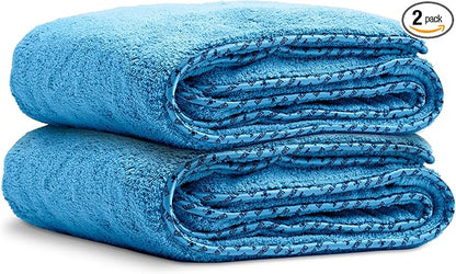 Chemical Guys Woolly Mammoth Large Microfiber Drying Towel - 36 x 25 Inch Blue, Ultra Plush Super Absorbent Car Drying Towel for Cars, Trucks, SUVs, Motorcycles, RVs, and Auto Detailing - 2 Pack