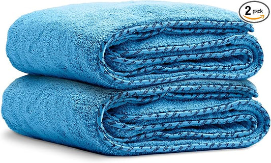 Chemical Guys Woolly Mammoth Large Microfiber Drying Towel - 36 x 25 Inch Blue, Ultra Plush Super Absorbent Car Drying Towel for Cars, Trucks, SUVs, Motorcycles, RVs, and Auto Detailing - 2 Pack