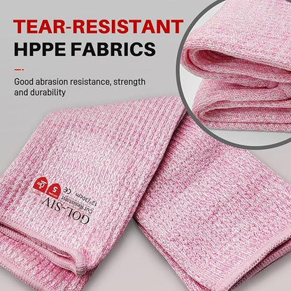GOL-SIV Arm Protectors For Thin Skin And Bruising, Cut Resistant Sleeves For Men Women, A5 Level Farmer Sleeve For Gardening (Grey & Pink, 2pairs, 11.8 In)