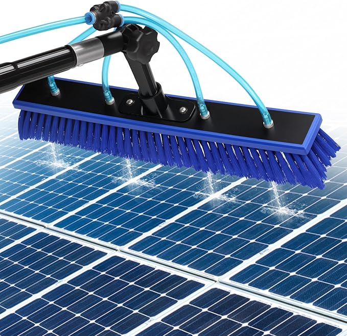 Water Fed Pole Kit, 33 FT Length Adjustable Solar Panel Window Cleaning Brush and Pole, 4-33ft Aluminium Pole Window Washing Kit for Cleaning Windows, Solar Panels and Roof