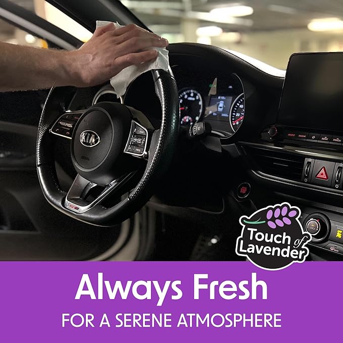 Wipex Auto Interior Car Cleaning Wipes - Plant Based Car Wipes - Lavender Essence, Safe for Vinyl, Rubber, Plastic, Leather, Chrome, Non-Greasy Matte Finish, UV Protectant, 40Ct Car Detailing Supplies