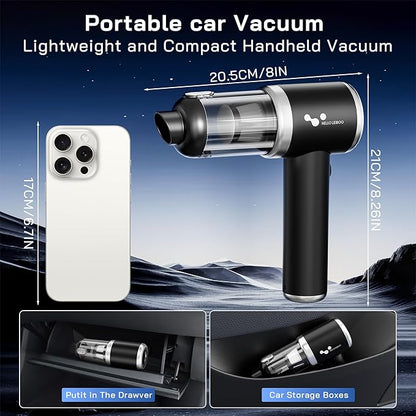 helloleiboo Handheld Car Vacuum Cleaner 16000PA Car Vacuum Portable Cordless 120W High Power 4-in-1 Mini Vacuum Cleaner Rechargeable & Air Duster Multi-Nozzles for Home Office Pet（Black）