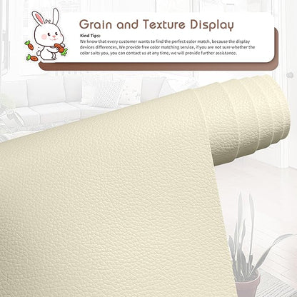 KING MOUNTAIN Leather Repair Patch,12 x 60 Inches self Adhesive Leather Repair Tape for Damaged Leather Furniture, Sofa Seating,Car Seats, Leather Goods（Beige White）