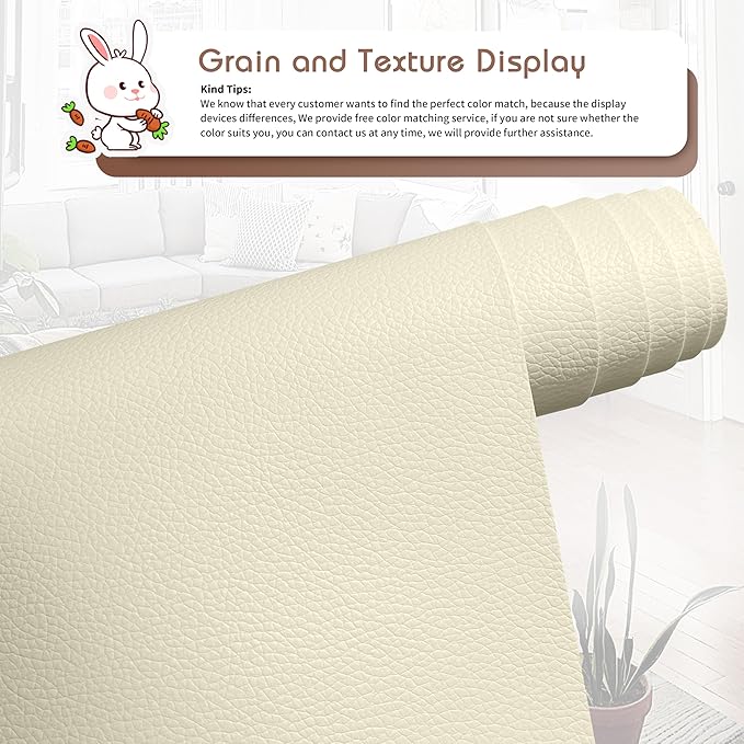 KING MOUNTAIN Leather Repair Patch,16 x 60 Inches self Adhesive Leather Repair Tape for Damaged Leather Furniture, Sofa Seating,Car Seats, Leather Goods(Beige White)