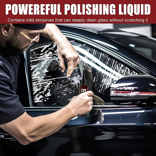 3pcs Bianca Glass Polishing Liquid D1 with Sponges,Car Glass Polishing Compound Windshield Cleaner Glas Oil Film Remover,Anti-Fog Hydrophobic Coating Spray, Oil Film,Wiper Marks and Scratches