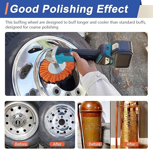 QZATTCAEN 8" Orange Airway Buffing Wheel 5/8'' Arbor Hole 12 Plys Medium Polishing for Angle Grinder 1PCS 8 Inch Polishing Wheel