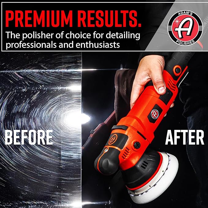 Adam's 15mm SK Pro Car Polisher Kit (16 Item) - Professional Buffer Polisher for Car Detailing & Scratch Repair - Includes Microfiber Towels, Polish, Compound, Pads, Tools, Carry Tote, & More