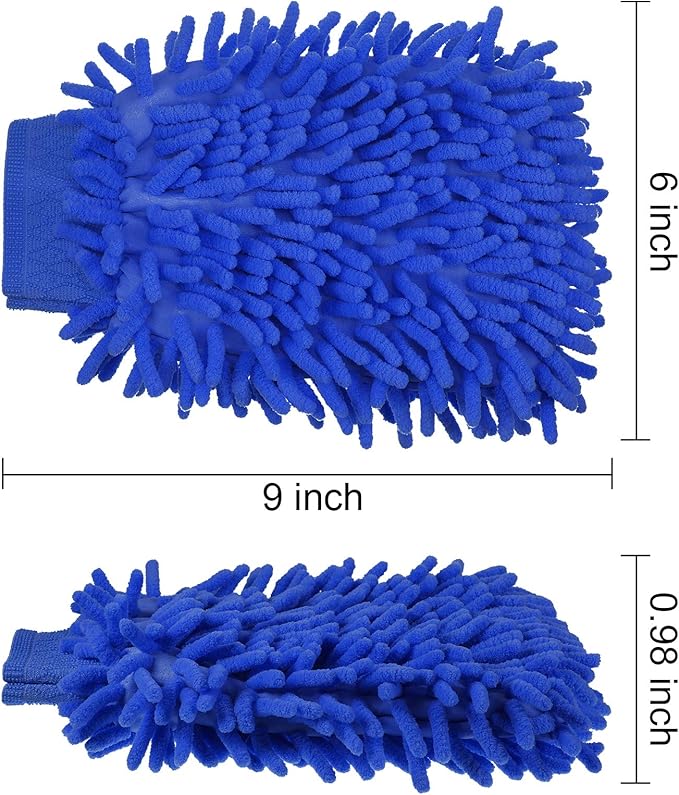 5 Pieces Car Wash Mitts Chenille Microfiber Double Sided Scratch-Free Wash Mitt