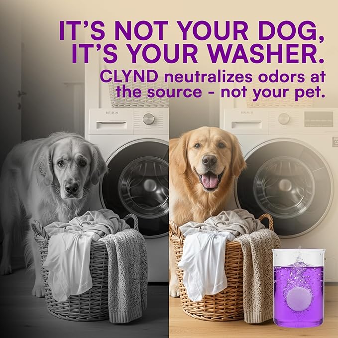 CLYND Washing Machine Cleaner Tablets 24 Pack for HE Front Load, Top Load Washing Machine Cleaning Tablets Descaler and Deodorizer, Formulated for Pet Owners, 1 Year Supply Laundry Washer Cleaner