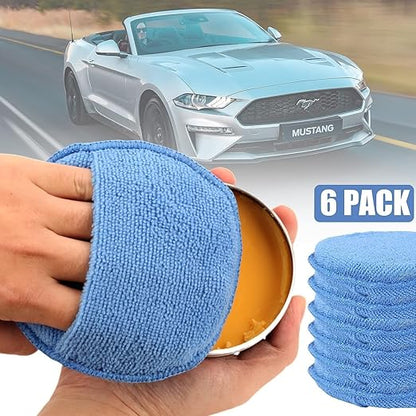 Microfiber Wax Applicator Pads, Car Wax Applicator with Finger Pocket, Buffing & Detail Polishing Foam Pads for Car Cleaning and Fine Polishing (5 inch, 6 Pack)